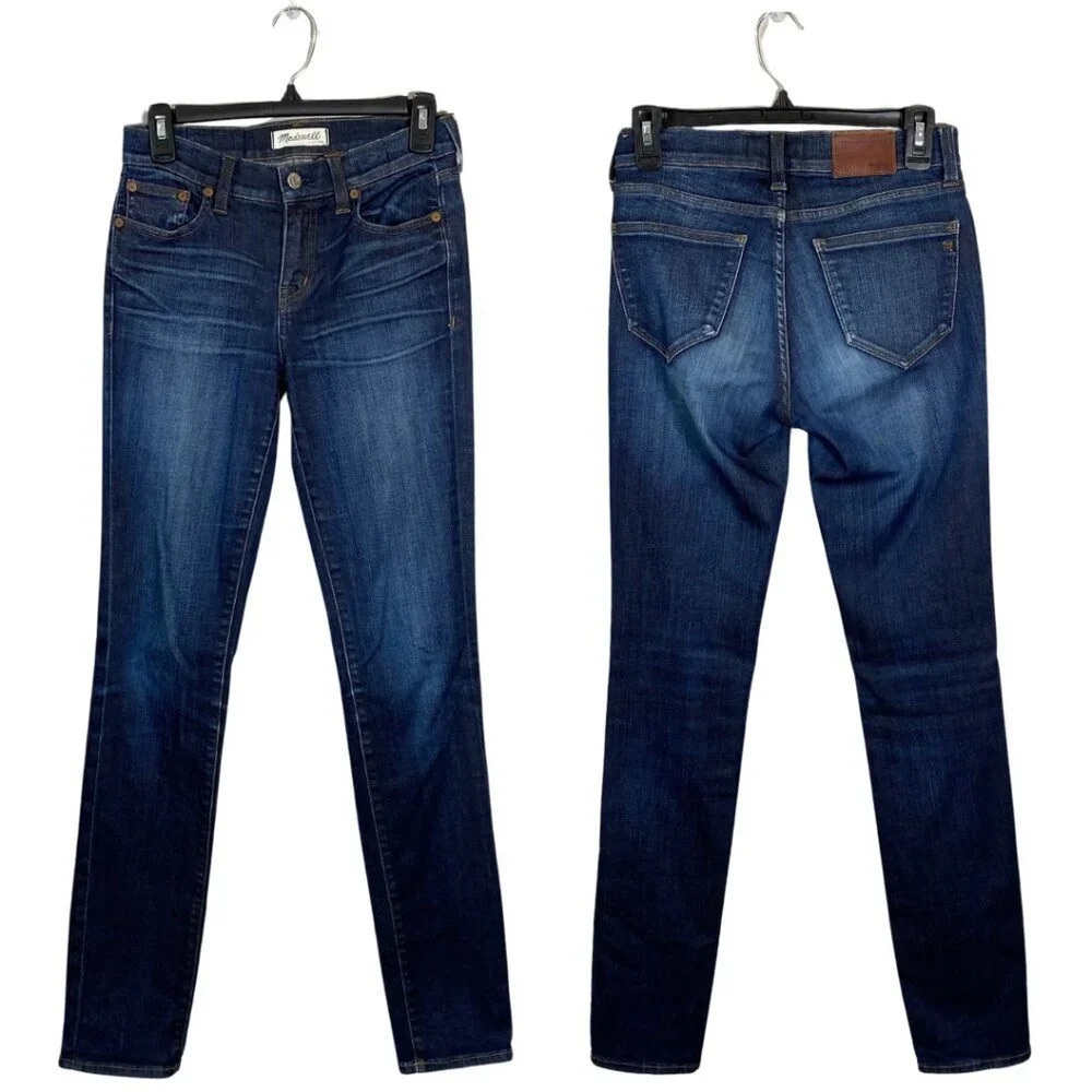 Madewell Alley Straight Jeans Women's Size 24 Blue Dark Wash Stretch Low-Rise